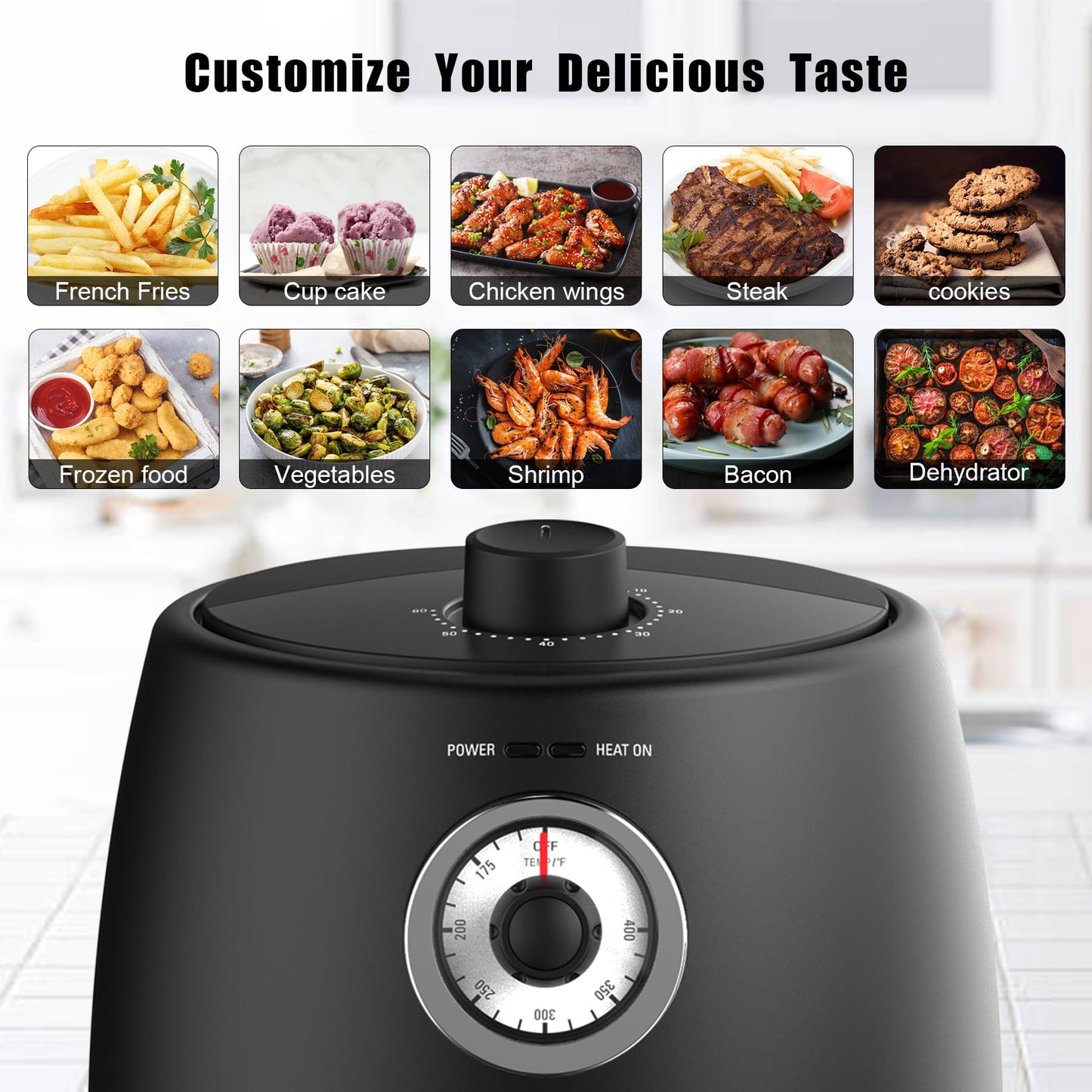 Retro Air Fryer 2 QT: Compact, Non Toxic, Dishwasher-Safe Mini Fryer for Small Spaces & Quick, Healthy Cooking