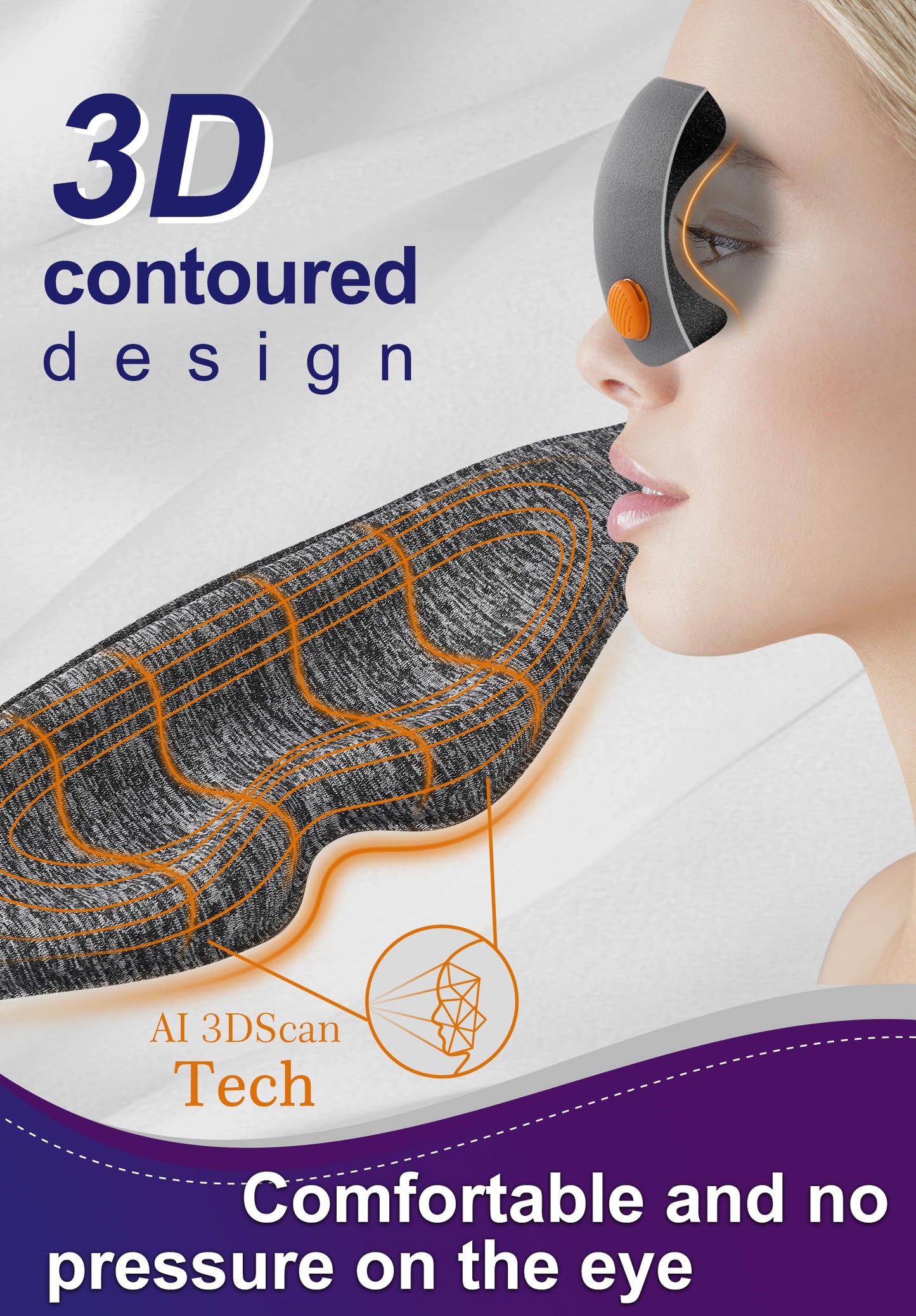 Hyperblock 3D Aroma Sleep Mask: Complete Blackout Aromatherapy Eye Mask, Ultra-Soft, Adjustable Velcro, Lightweight Comfort, 3D Technology Design, Includes Velvet Travel Pouch & Aroma Pellet