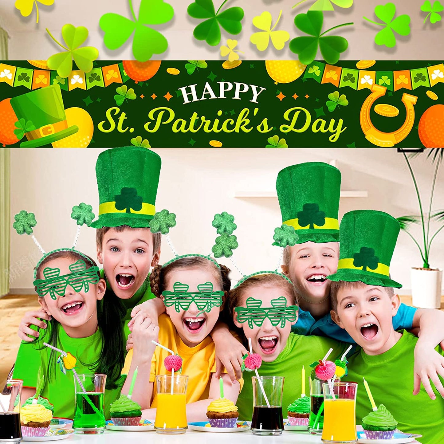 8.2' x 1.48' Happy St. Patrick's Day Banner w/ 32.8' Hanging Strap