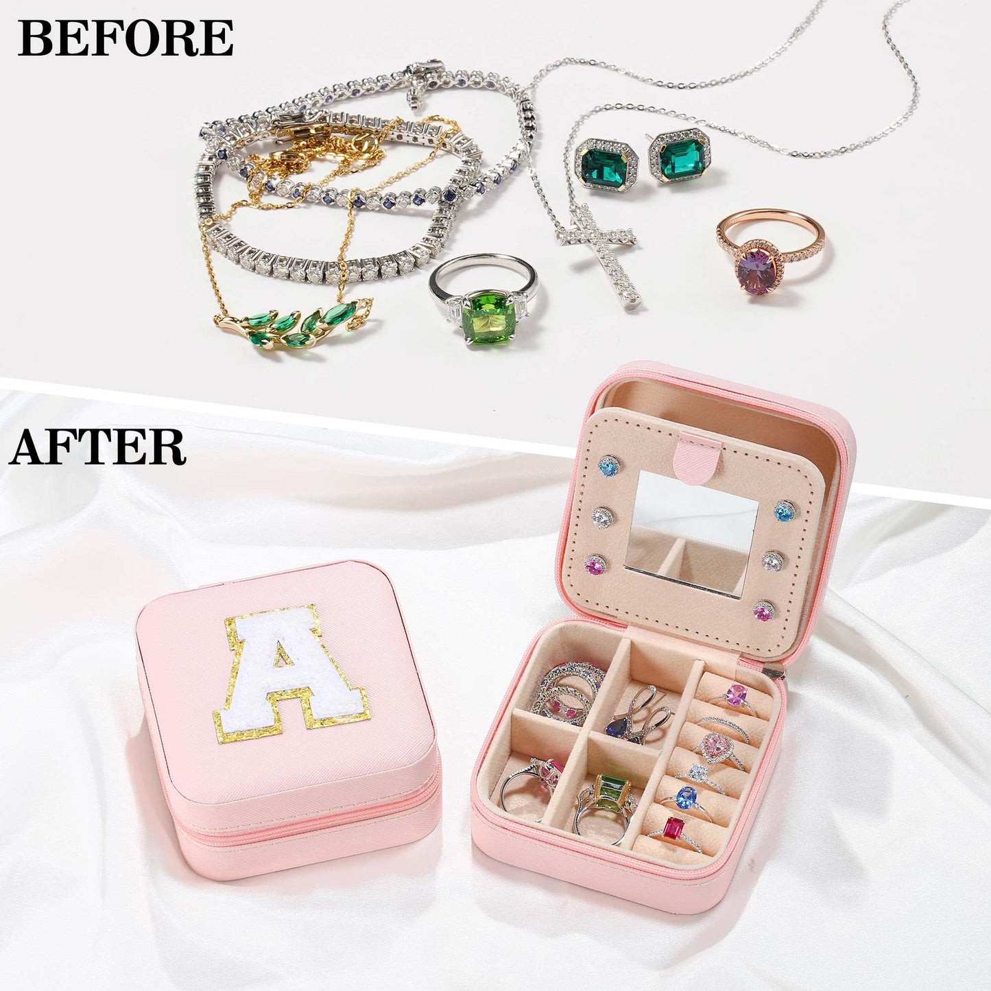 Personalized Pink Travel Jewelry Box with Monogram D - Ideal for Women's Birthday and Christmas Gifts
