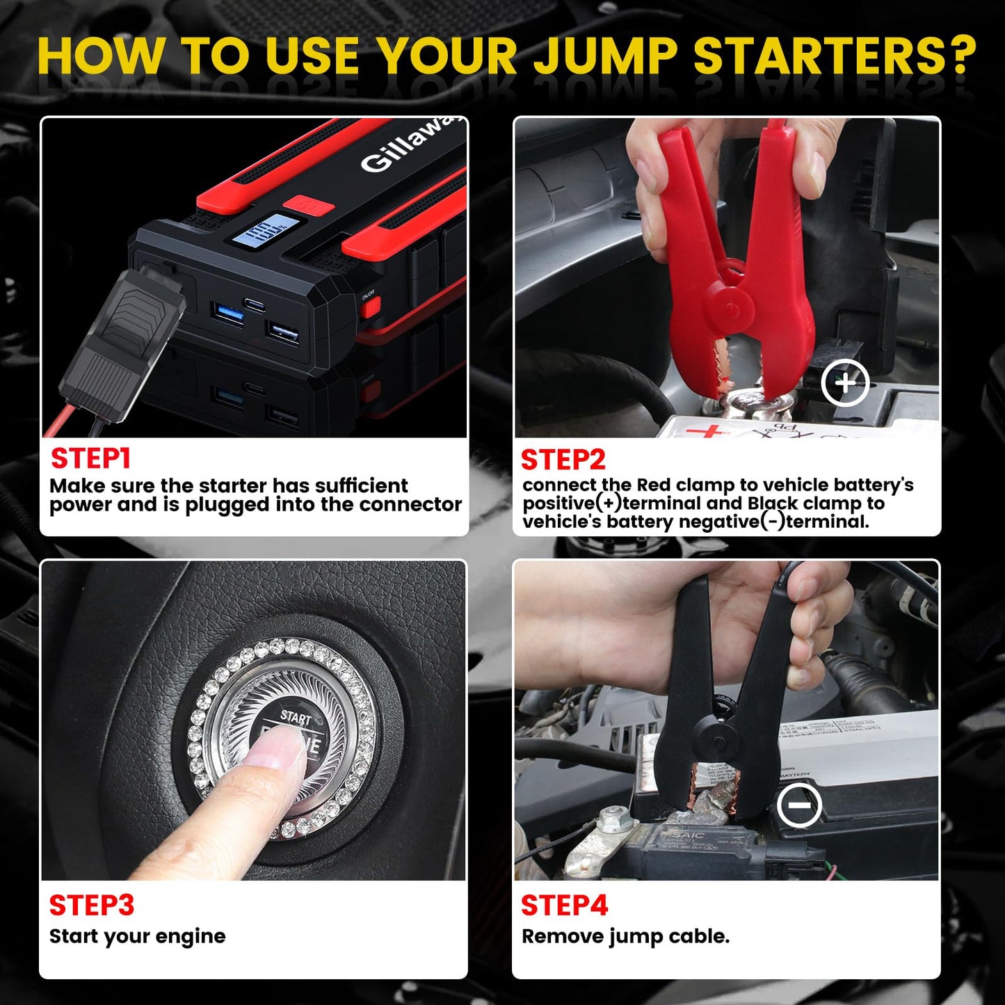 1500A Peak Jump Starter Battery Pack: Portable, Multi-Vehicle Compatible, Advanced Safety Features, USB, LED Light - Perfect for Cars, Trucks, Boats, RVs