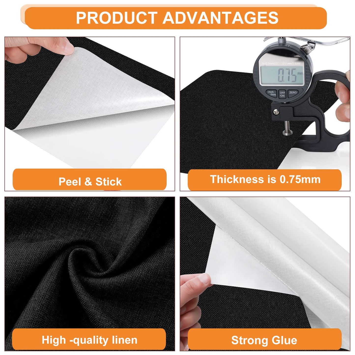 3pk 8"x11" Black Self-Adhesive Furniture/Fabric Repair Patches