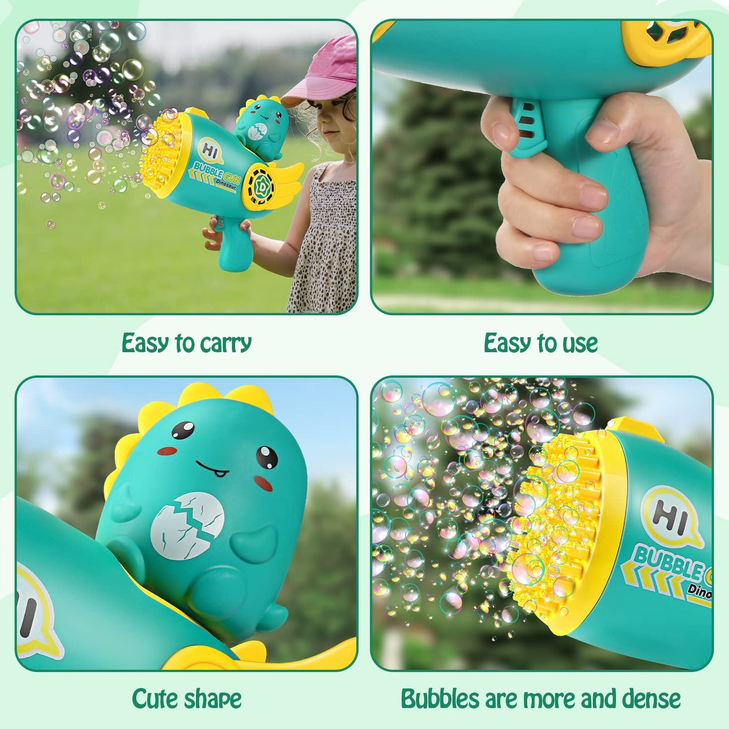 Green Bubble Machine Gun/Maker w/ 69 Holes/10000+ Bubbles Per Minute/LED Lights