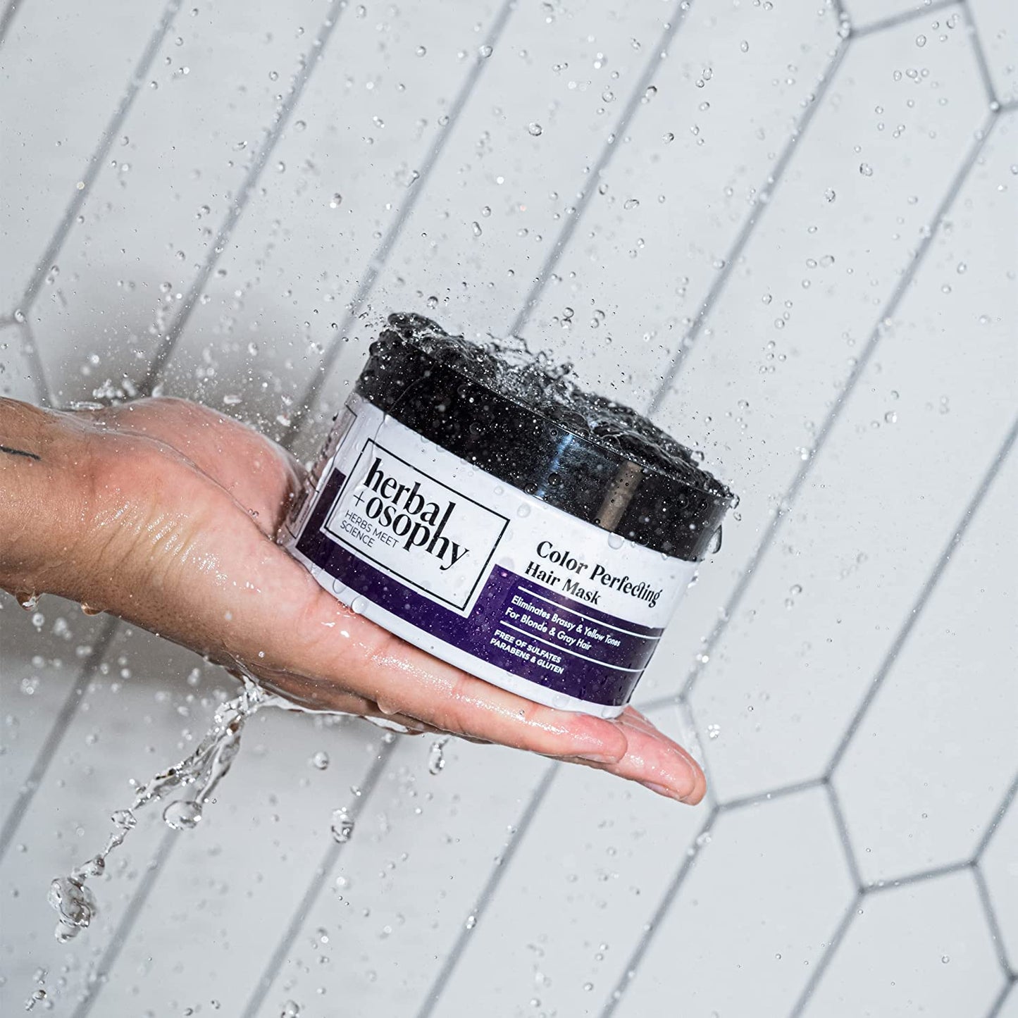 8.5oz Herbalosophy Color Perfecting Purple Hair Mask – Add Shine while Protecting Your Color – Salon-Quality Haircare with Natural, Healthy Ingredients, Vegan, Sulfate & Paraben Free