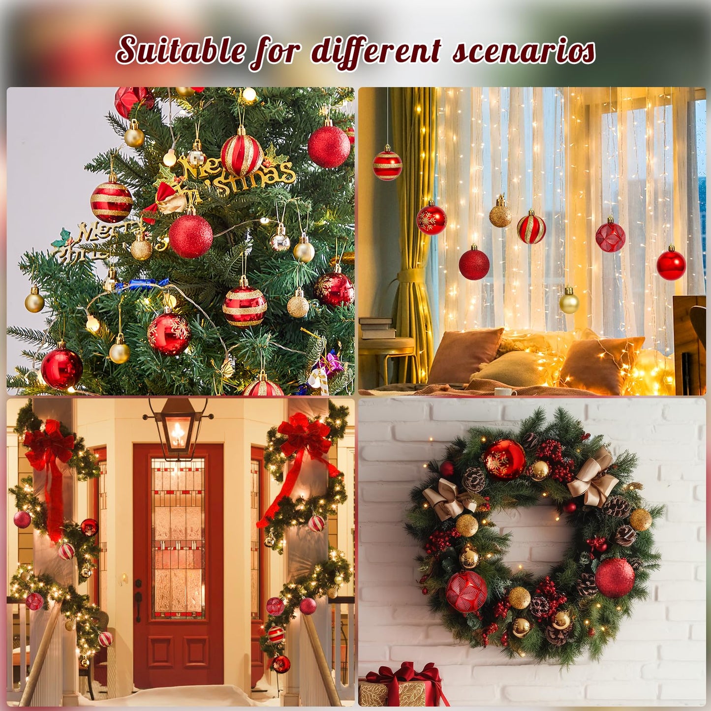 Red & Gold 44Pcs Christmas Balls Ornaments Set for Tree, Wreath & Garland - Shiny and Matte Holiday Decor