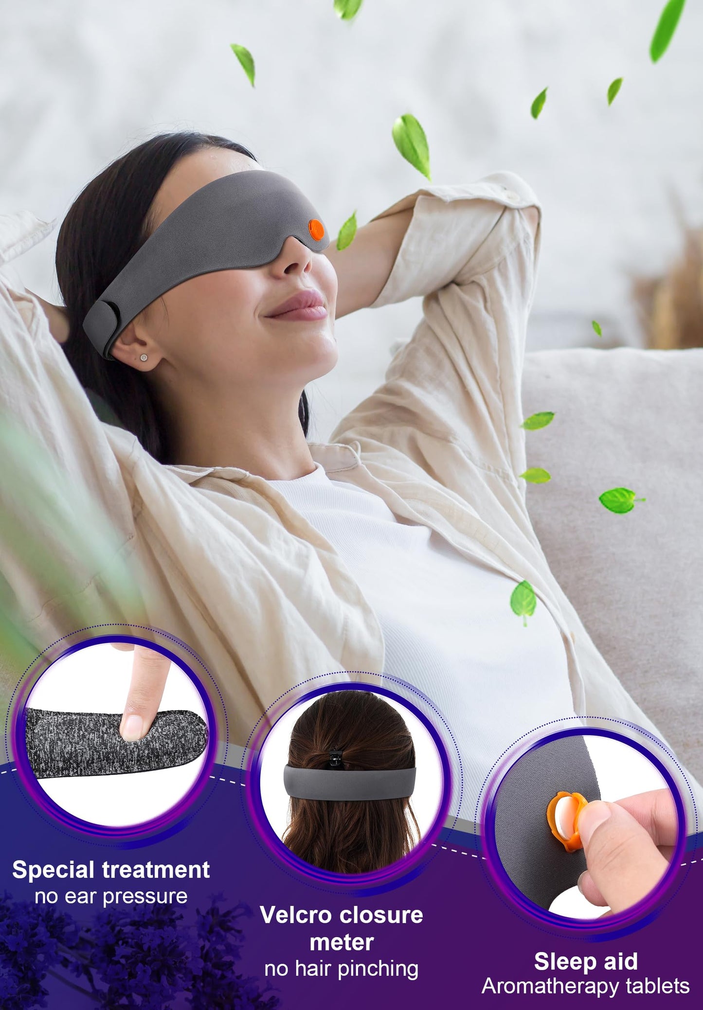 Hyperblock 3D Aroma Sleep Mask: Complete Blackout Aromatherapy Eye Mask, Ultra-Soft, Adjustable Velcro, Lightweight Comfort, 3D Technology Design, Includes Velvet Travel Pouch & Aroma Pellet