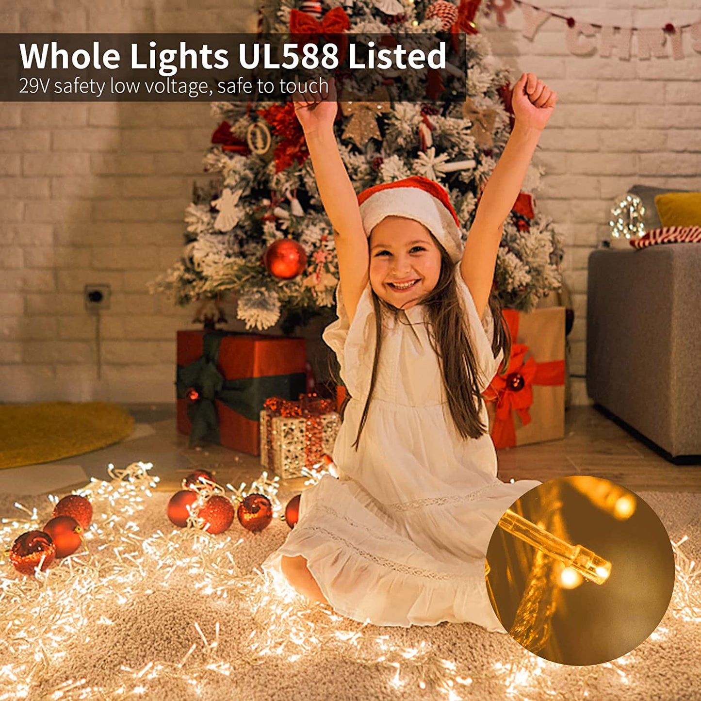 18.57ft 360 LED 72 Drops Warm White Outdoor Plug-In Christmas Icicle Lights