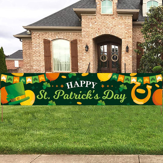 8.2' x 1.48' Happy St. Patrick's Day Banner w/ 32.8' Hanging Strap