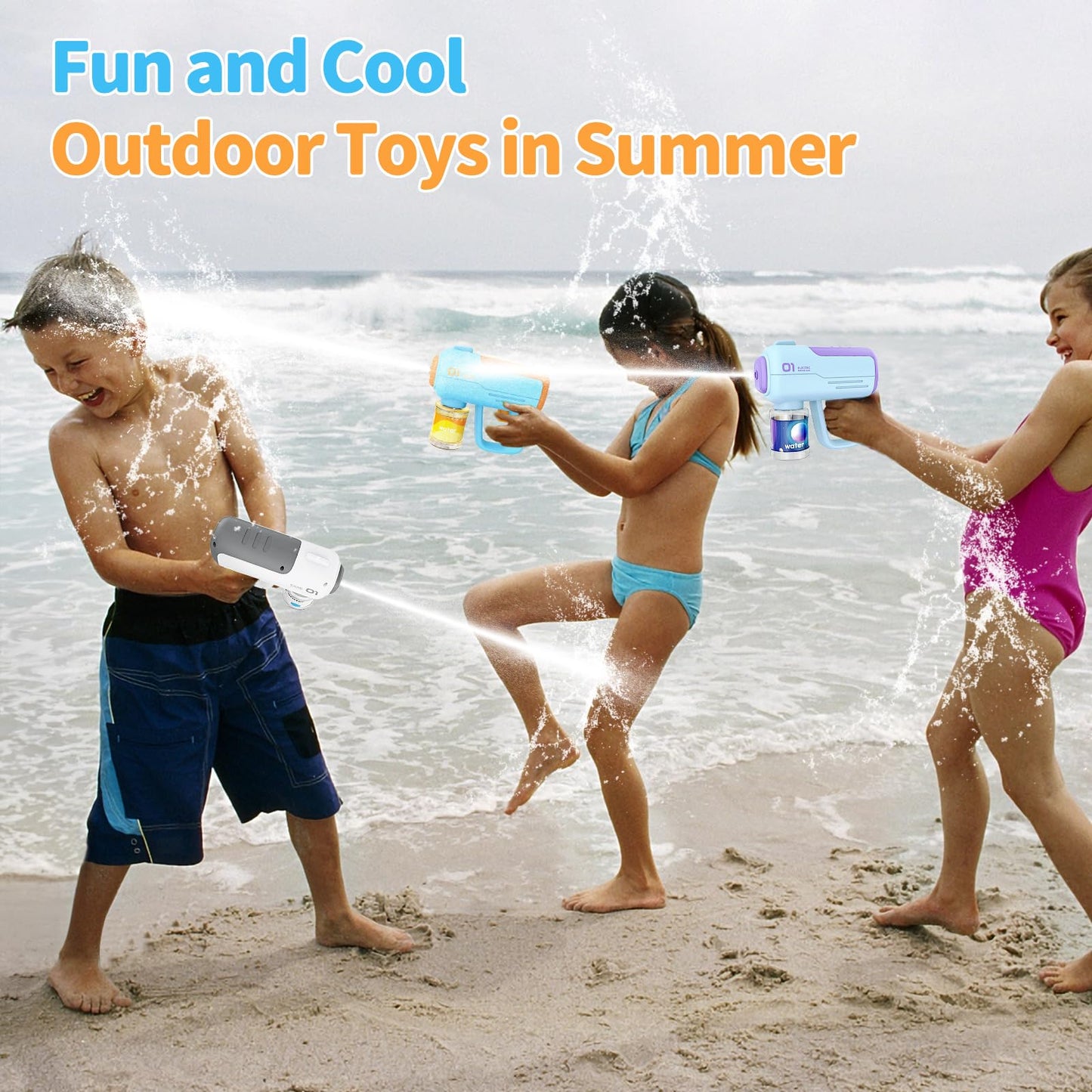 Blue/Orange Automatic Electric Water Squirt Gun Toy Shoots Up to 40ft