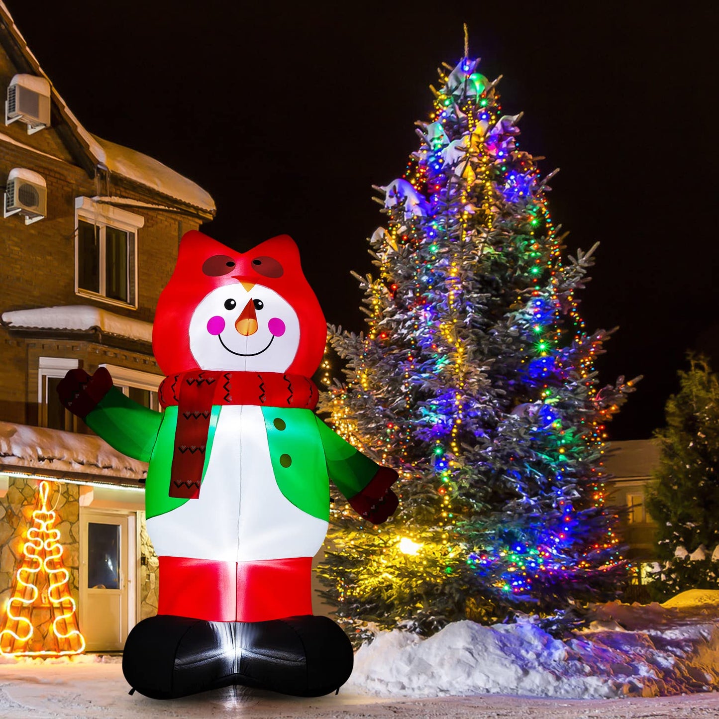 Brighten Your Holidays with a 8FT Inflatable Snowman - LED Lit Outdoor & Indoor Christmas Decoration for Yard & Home