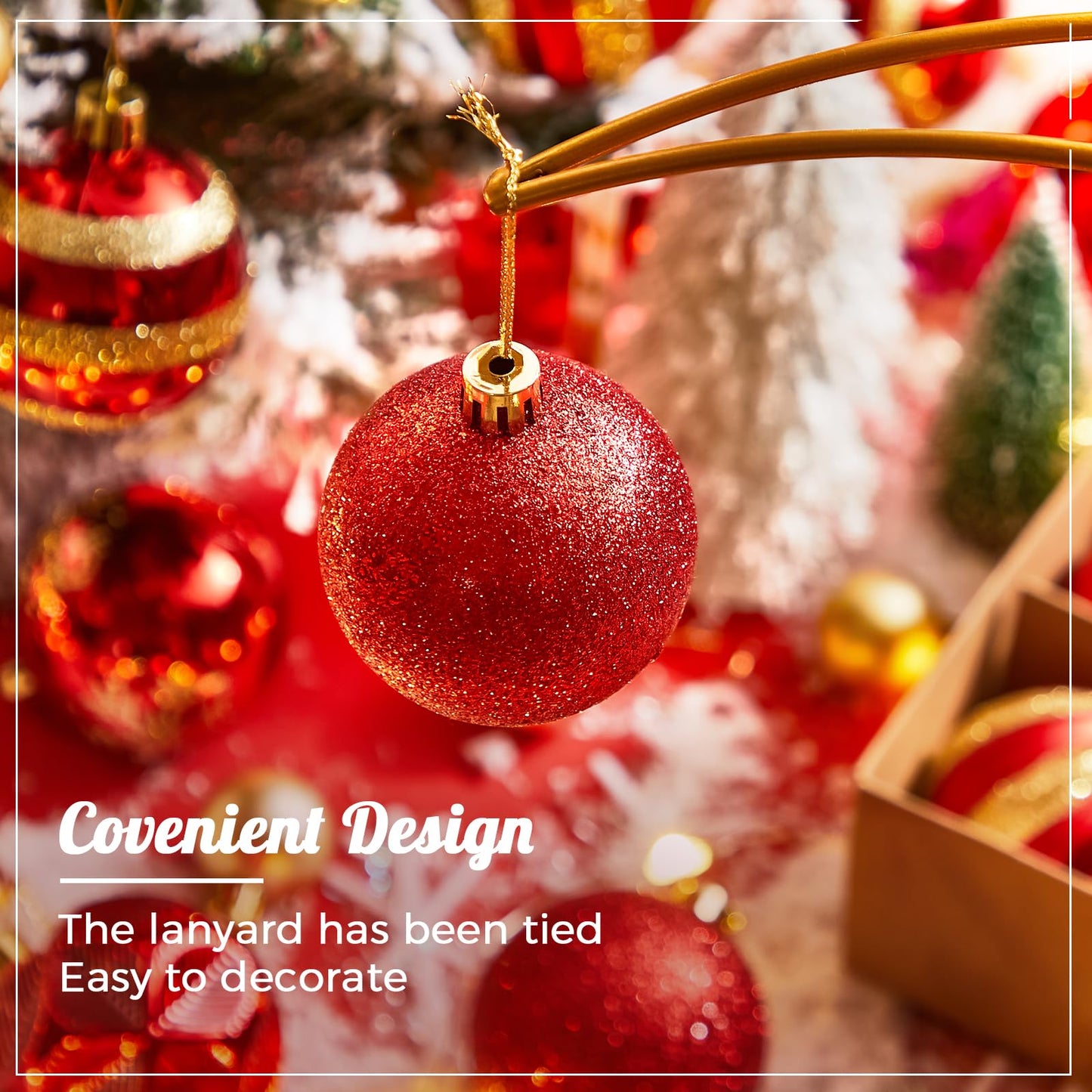 Red & Gold 44Pcs Christmas Balls Ornaments Set for Tree, Wreath & Garland - Shiny and Matte Holiday Decor