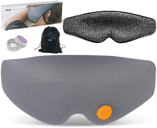 Hyperblock 3D Aroma Sleep Mask: Complete Blackout Aromatherapy Eye Mask, Ultra-Soft, Adjustable Velcro, Lightweight Comfort, 3D Technology Design, Includes Velvet Travel Pouch & Aroma Pellet