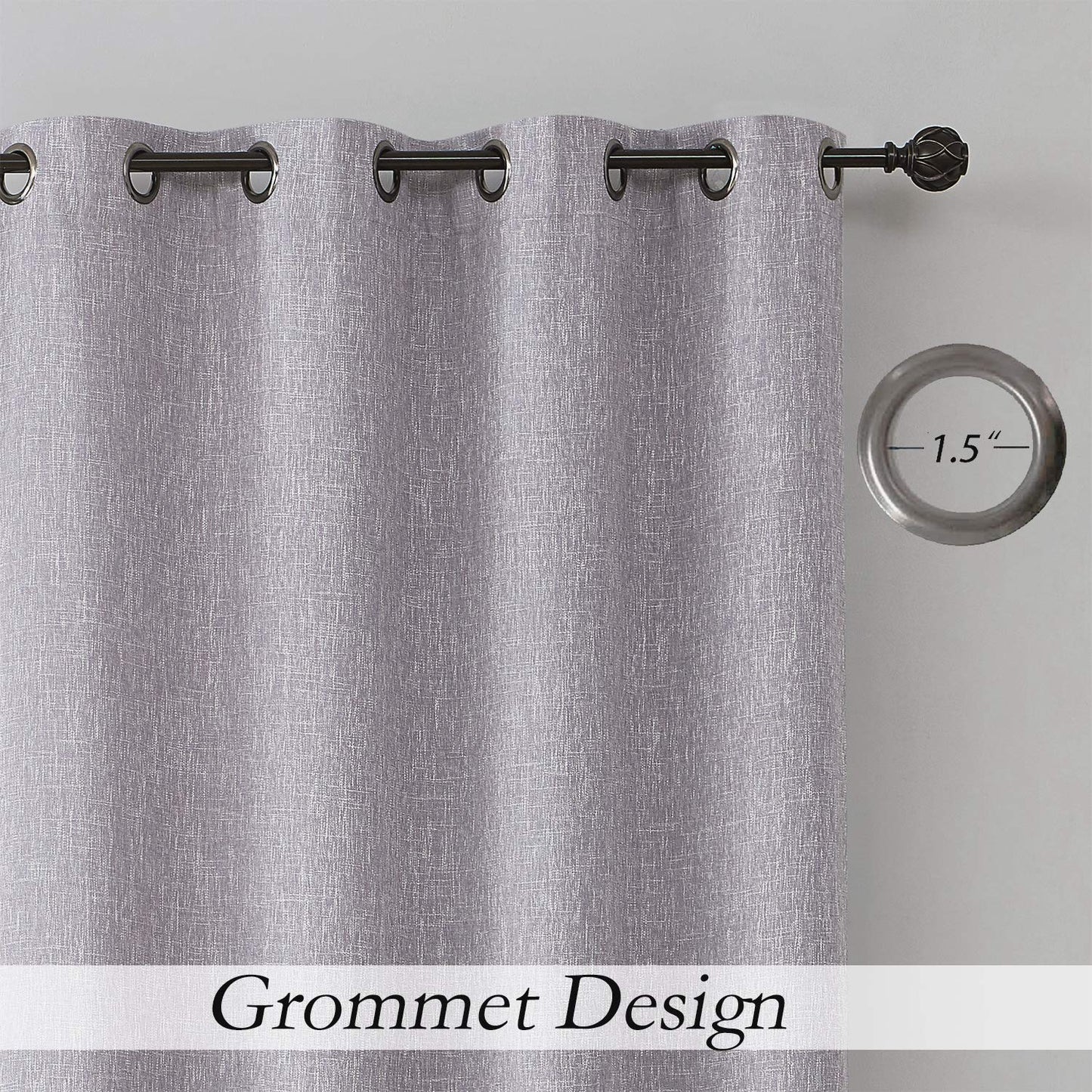 1 Panel Lavender Purple Blackout Curtain Panel with Liner, Noise Reducing, 50" x 84" - Ideal for Bedrooms & Living Rooms