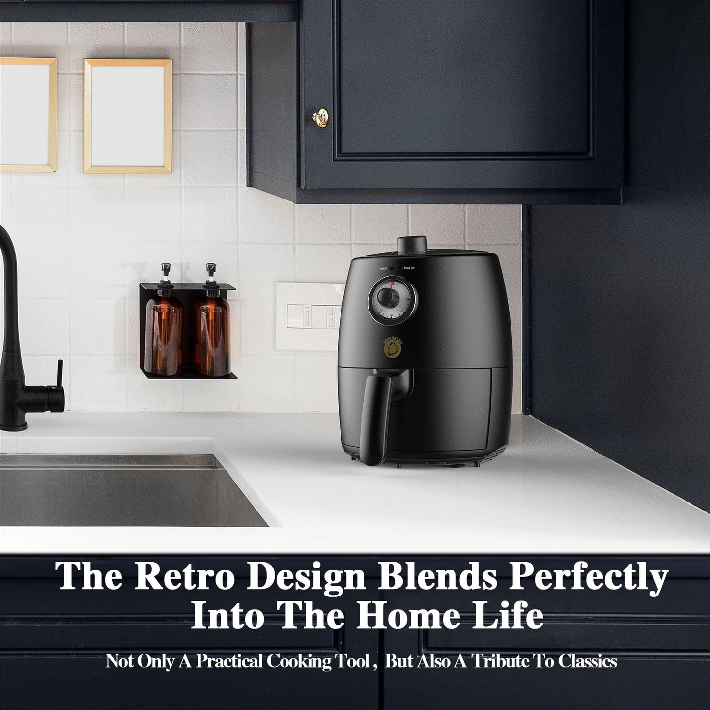 Retro Air Fryer 2 QT: Compact, Non Toxic, Dishwasher-Safe Mini Fryer for Small Spaces & Quick, Healthy Cooking