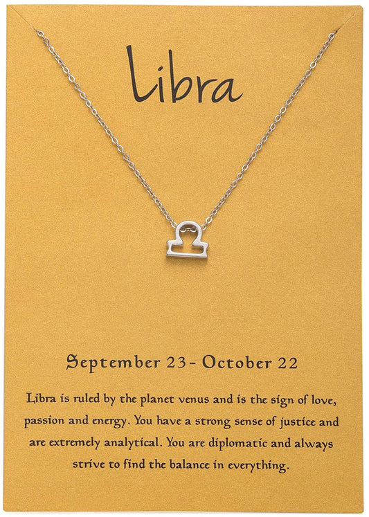18" Silver Plated Libra Pendant Necklace