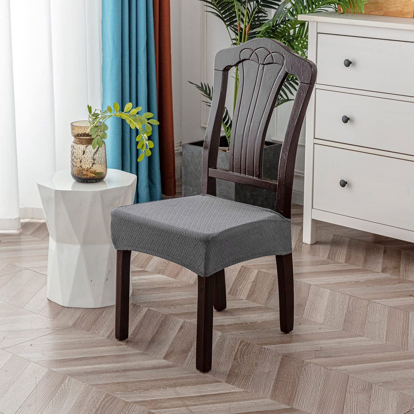 Revamp Your Dining Space: 2-Pack Dark Gray Waterproof Chair Covers for a Chic, Protected Seating Experience