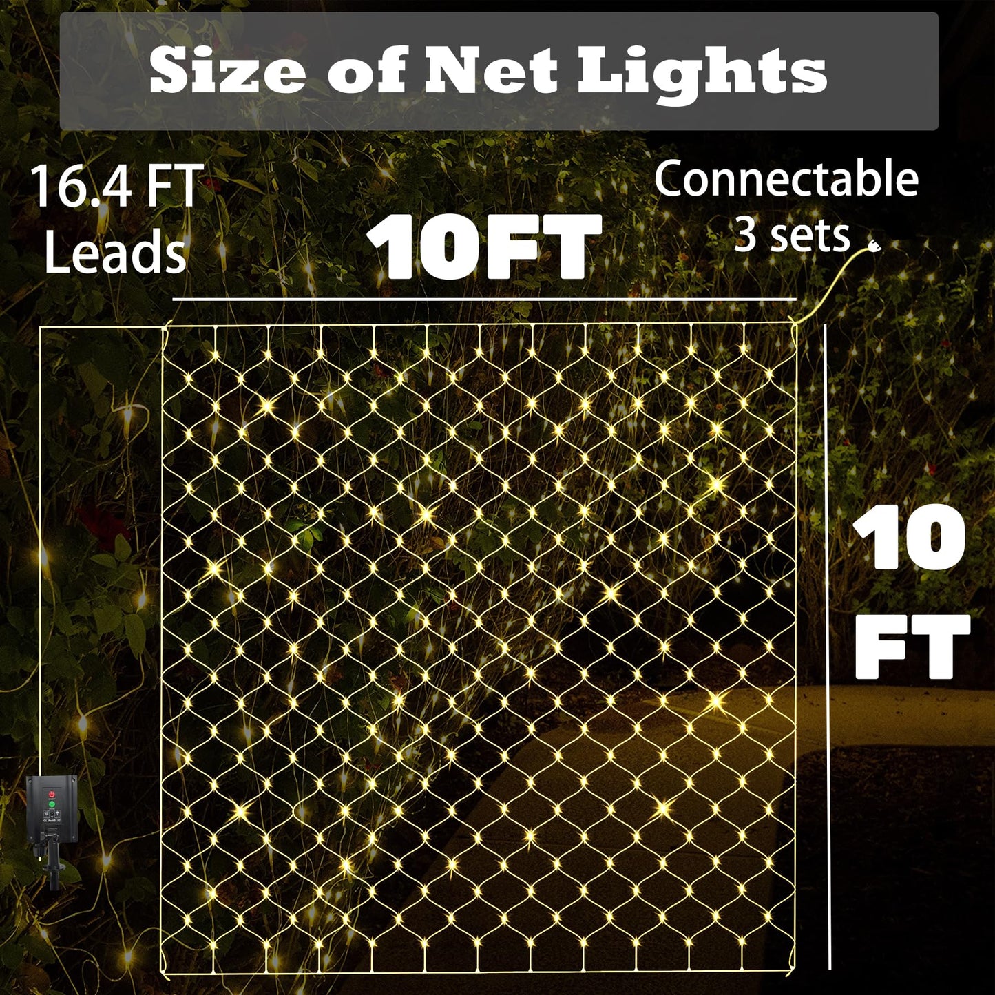 10ftx10ft 270 LED Outdoor Solar Gazebo Mesh Net Fairy Lights w/ 8 Modes/Remote