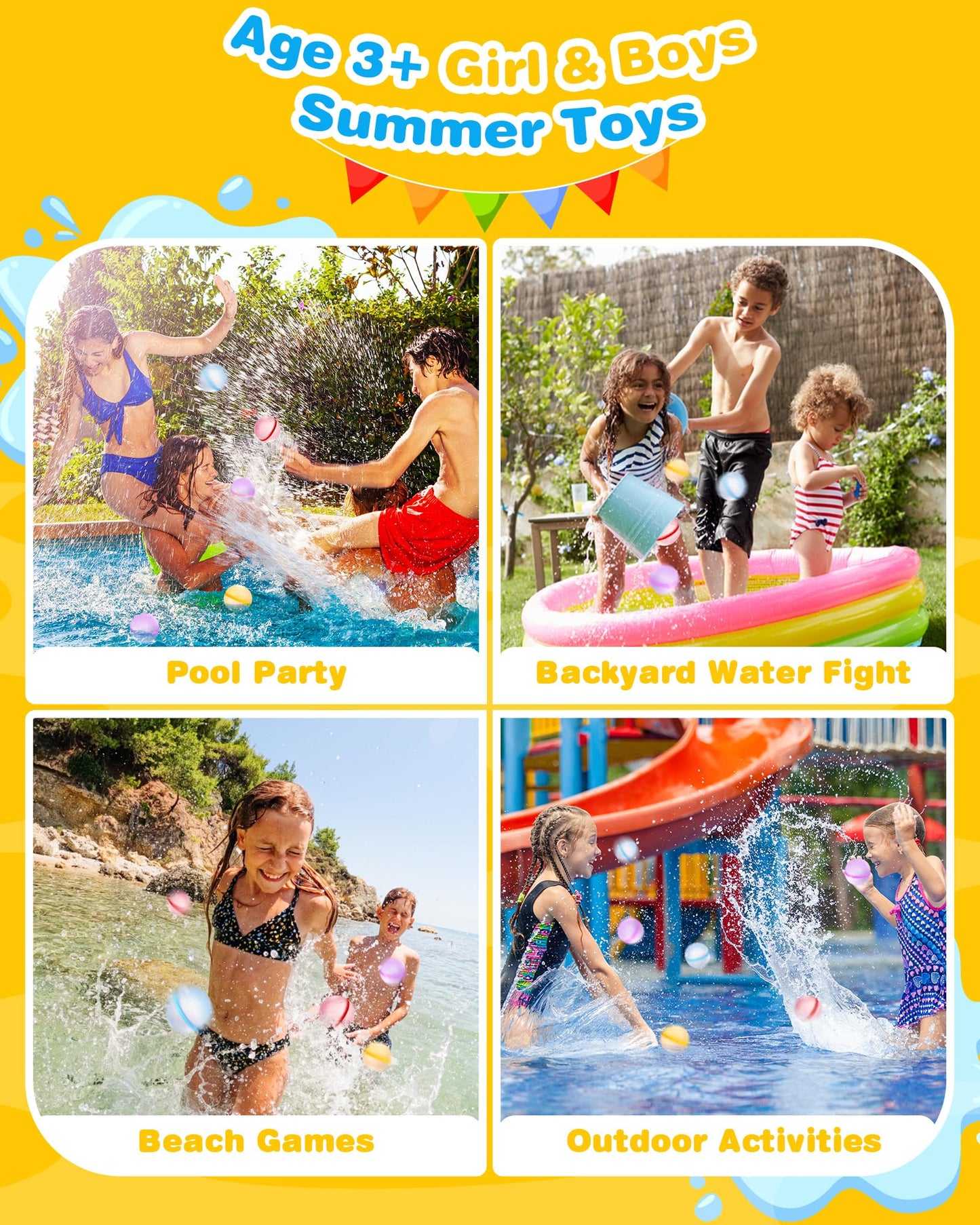 8pk Reusable Magnetic Quick Fill Self Sealing Water Balloons