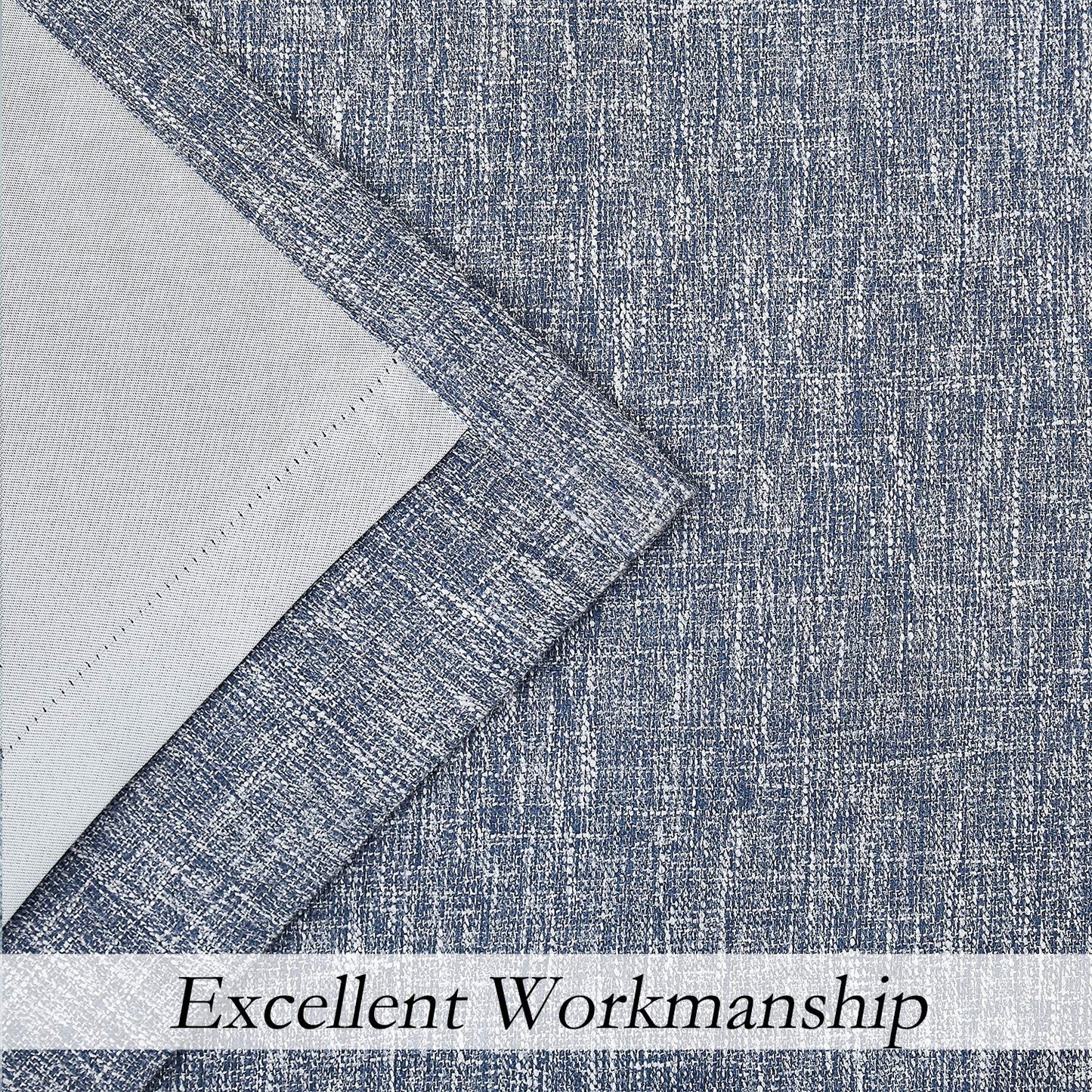 1 Panel Navy Solid Moderate Blackout Curtain, Heavy Linen Texture, Room Darkening, Noise Reducing, 50"x95", 8 Grommets Top for Stylish Home Decor