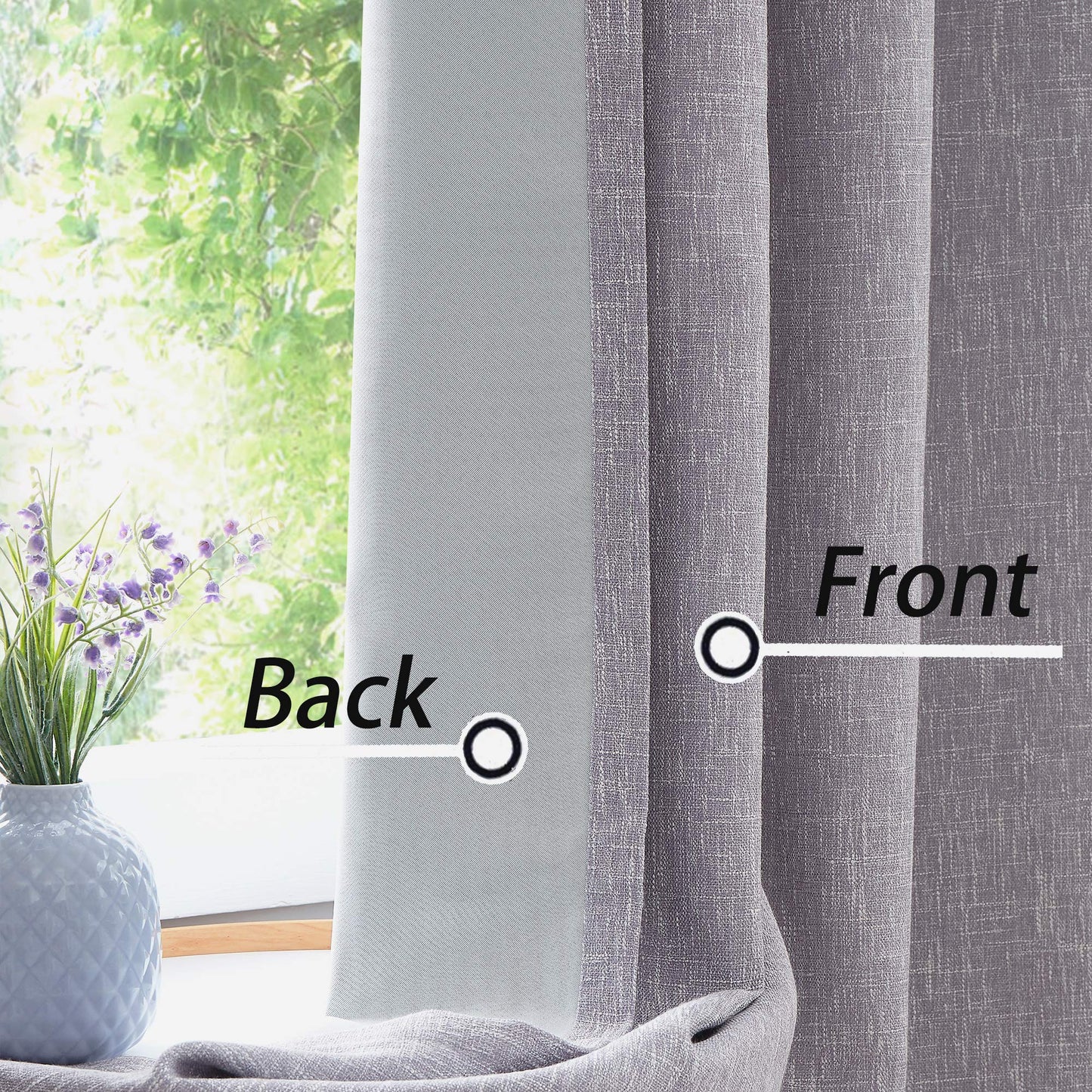 1 Panel Lavender Purple Blackout Curtain Panel with Liner, Noise Reducing, 50" x 84" - Ideal for Bedrooms & Living Rooms