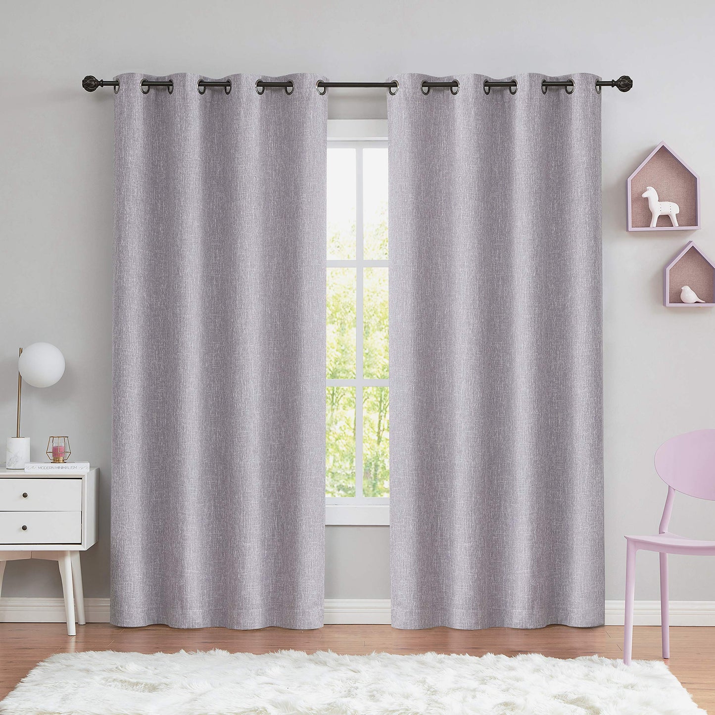 1 Panel Lavender Purple Blackout Curtain Panel with Liner, Noise Reducing, 50" x 84" - Ideal for Bedrooms & Living Rooms