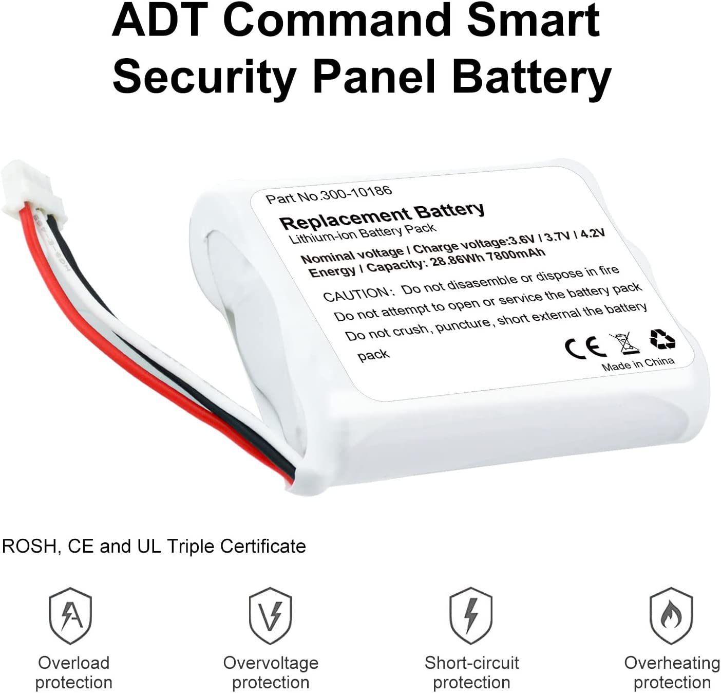 3.7V 7800 mAh Replacement Battery 300-10186 for ADT/Honeywell Security Panel
