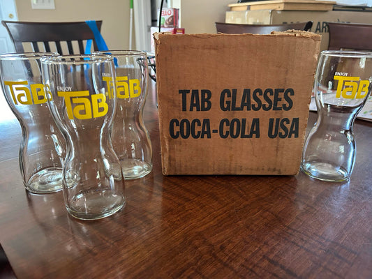 Vintage 1970s Coca Cola "Enjoy Tab" Drinking Glasses - Collectible Set of 4