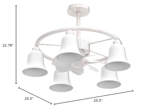25" Matte White & Gold Ceiling Fan with Lights & Remote - Modern Farmhouse Style