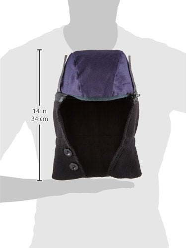 Men's Navy Fleece-Lined Winter Hat Liner with Zip-Off Bottom - Shoulder Length, Dual Layer, for Full Head and Neck Coverage in Cold Weather