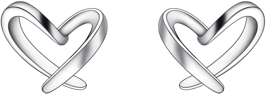 Heart Silver Stud Earrings for Women, Hypoallergenic Tiny Love Hearted Jewelry