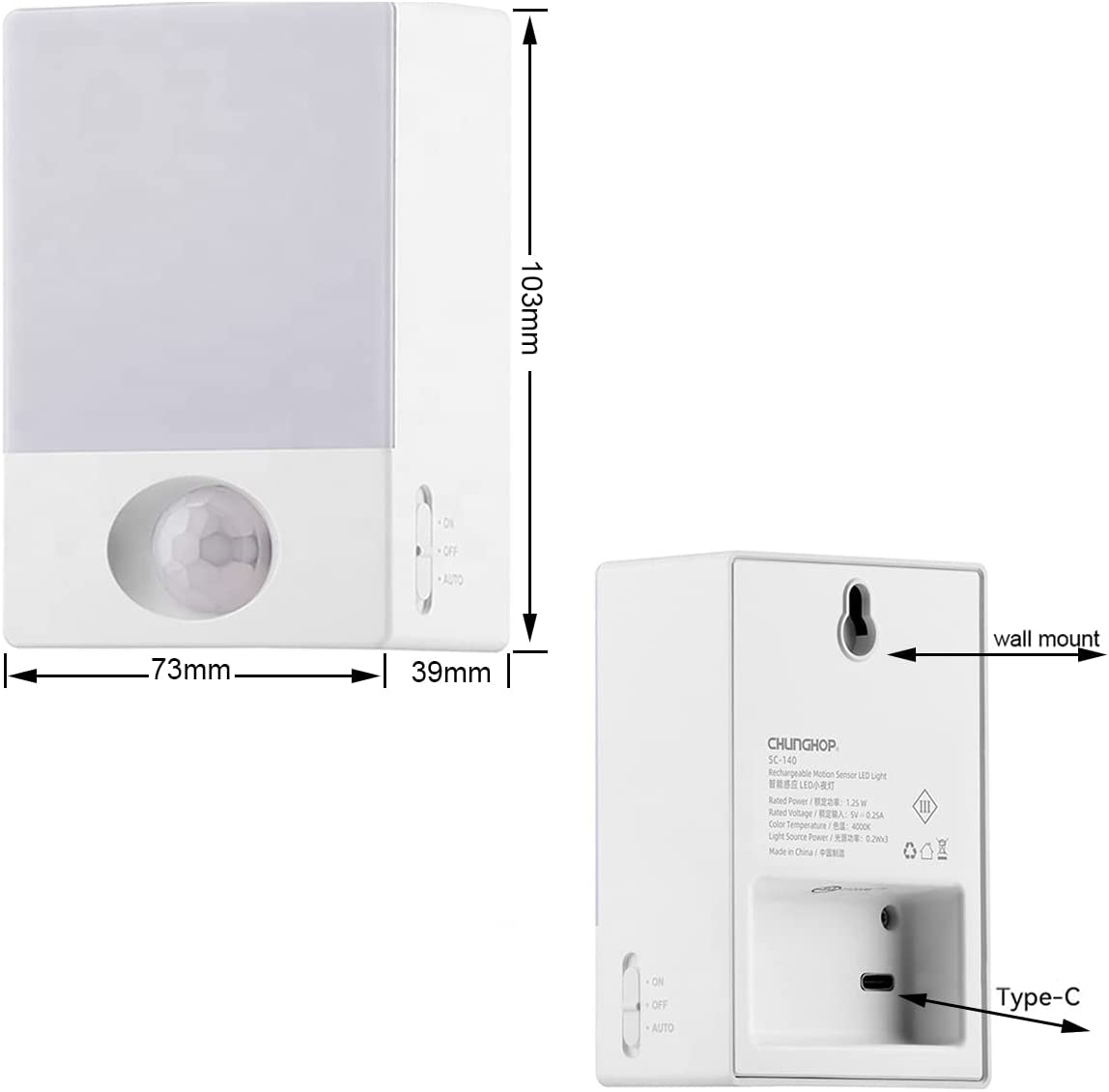 USB Rechargeable Portable LED Wireless Night Light w/ Motion Detector