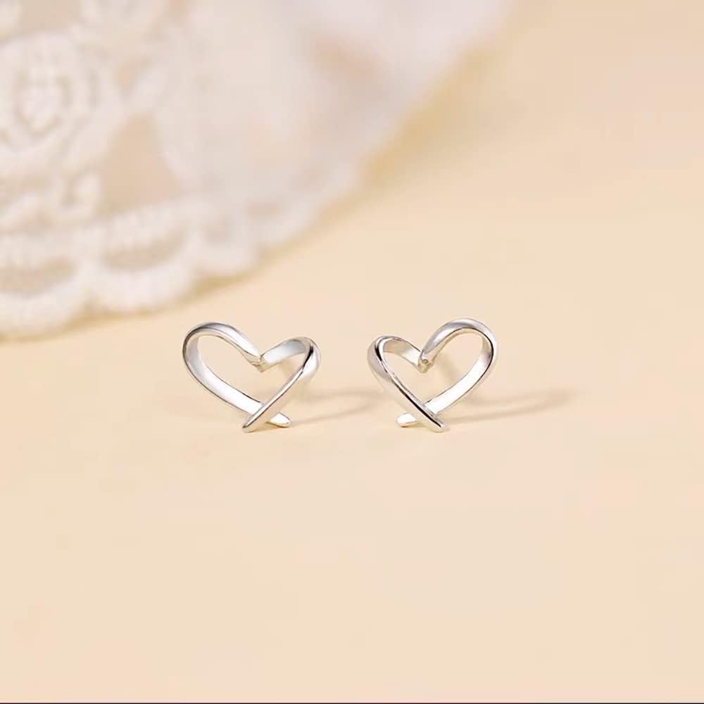 Heart Silver Stud Earrings for Women, Hypoallergenic Tiny Love Hearted Jewelry
