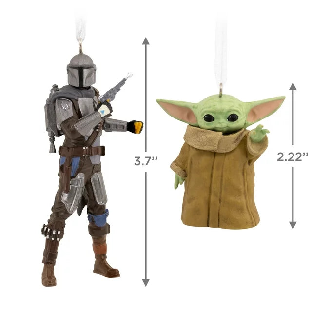 Hallmark Star Wars Christmas Ornaments: Mandalorian & Grogu Bundle - Perfect 2.5" Holiday Decor for Fans of The Mandalorian Series