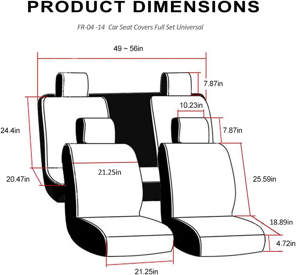Full Set Beige Leather Car Seat Covers, Breathable and Universal Fit for Sedan, SUV, Coupe - With Lumbar Support