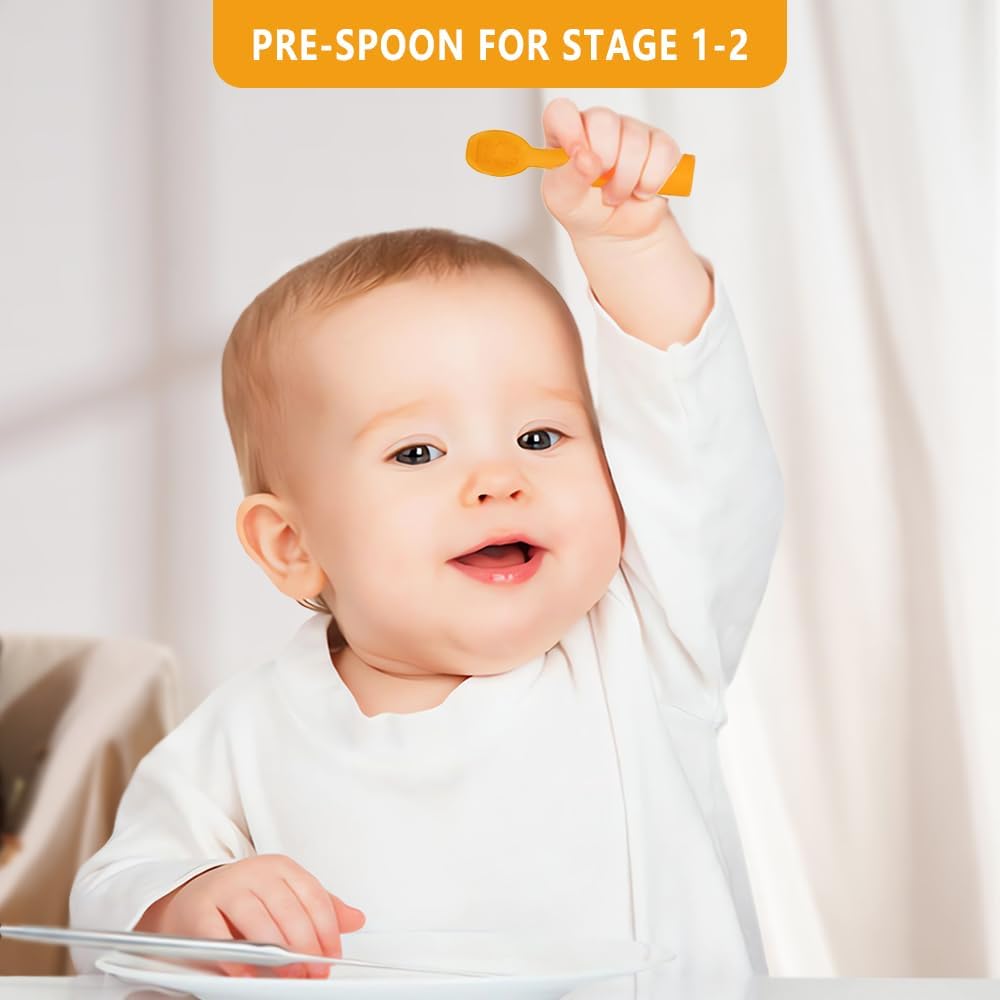 2-Pack Silicone Baby Spoons for Infants Aged 6-24 Months, Perfect for Self-Feeding and Teething Relief