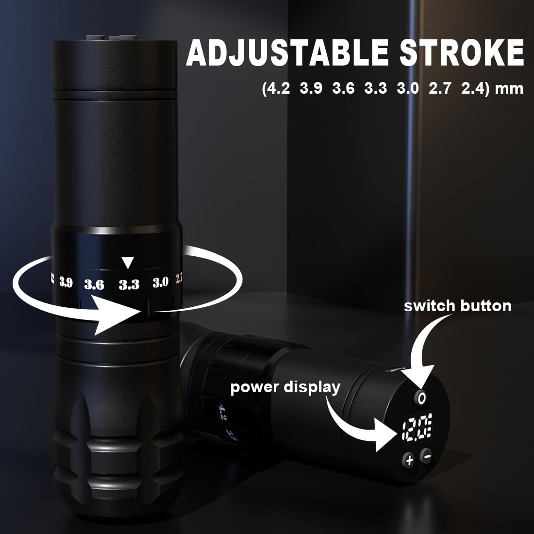 Professional Tattoo Kit with 1500mAh Wireless Tattoo Pen, 7 Adjustable Stroke Lengths, 8 Inks, and 20 Needle Cartridges