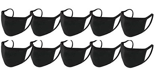 10PC Reusable Cotton Fabric Face Mask Set: Unisex, Fashion-Forward Protective Black Dust Cotton - Soft, Comfortable, Breathable, and Washable for Daily and Outdoor Activities
