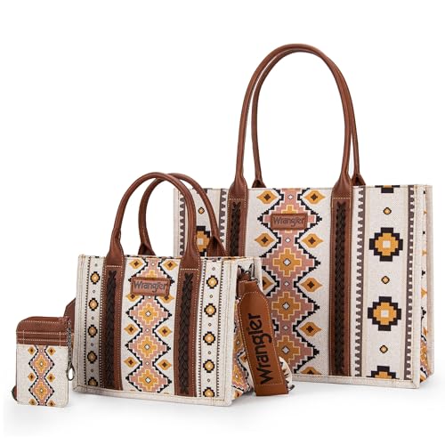 Wrangler Purses and Handbags for Women Boho Aztec Tote Bag Hobo Shoulder Top Handle Handbags with Wide Guitar Strap Fall Collection Birthday Gift WG2202-MIXWCF