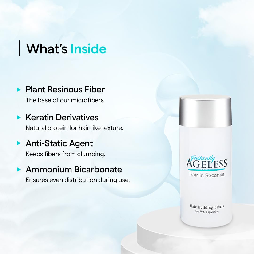 Instantly Ageless Hair in Seconds Hair Building Fibers for Thinning Hair, Black - 0.83 oz (23g)