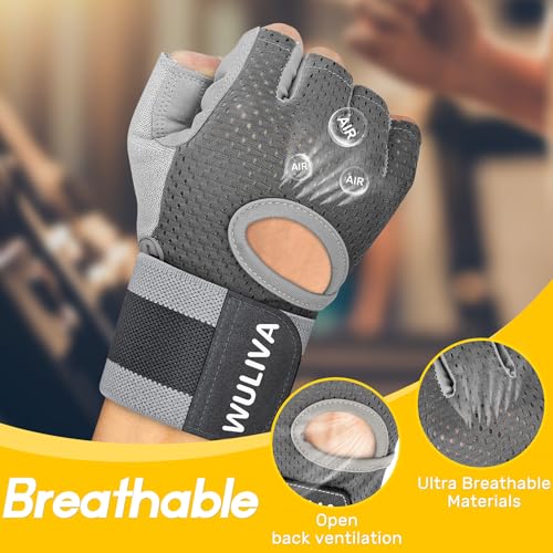 Workout Gloves for Men and Women - Ideal for Light & Medium Gym Exercise Training & Cycling, Includes Padded Design, Detachable Wrist Strap & Storage Mesh Bag