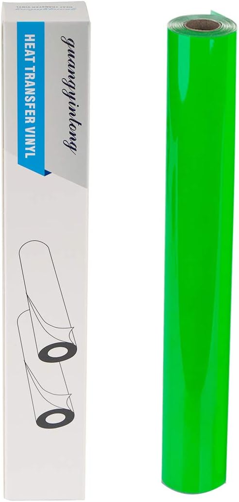 Fluorescent Neon Green Heat Transfer Vinyl, 1x12ft - Perfect for T-Shirts & Crafts