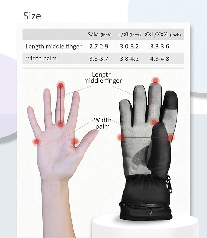 Stay Warm & Cozy with S/M Heated Gloves for Men and Women - Ideal for Raynaud's, Outdoor Activities, Waterproof & Windproof in Black