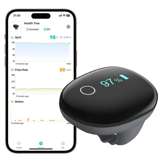 Bluetooth Ring Pulse Oximeter Continuous Oxygen Monitor with App Reports