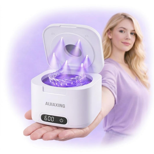 Ultrasonic Retainer Cleaner Machine with UV Light - 49kHz Dental Pod for Dentures, Aligners, Mouth Guards, and Jewelry - 11.5 fl oz (340 mL) Tank