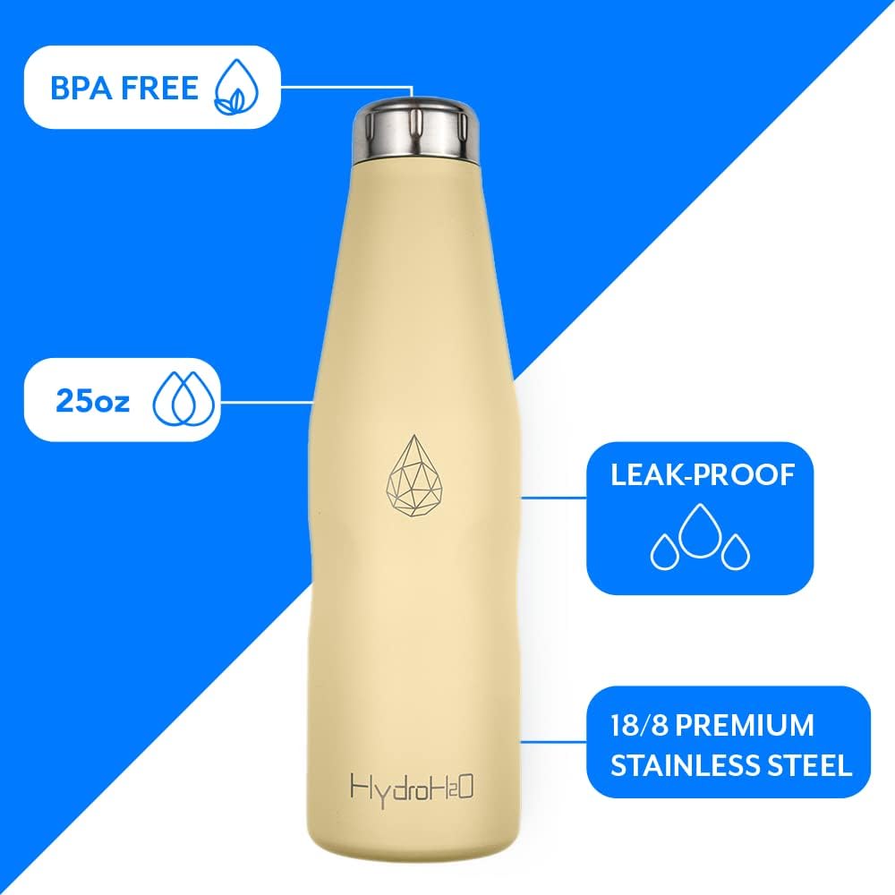 25oz Yellow Double-Walled Insulated Stainless Steel Water Bottle - Beach Series
