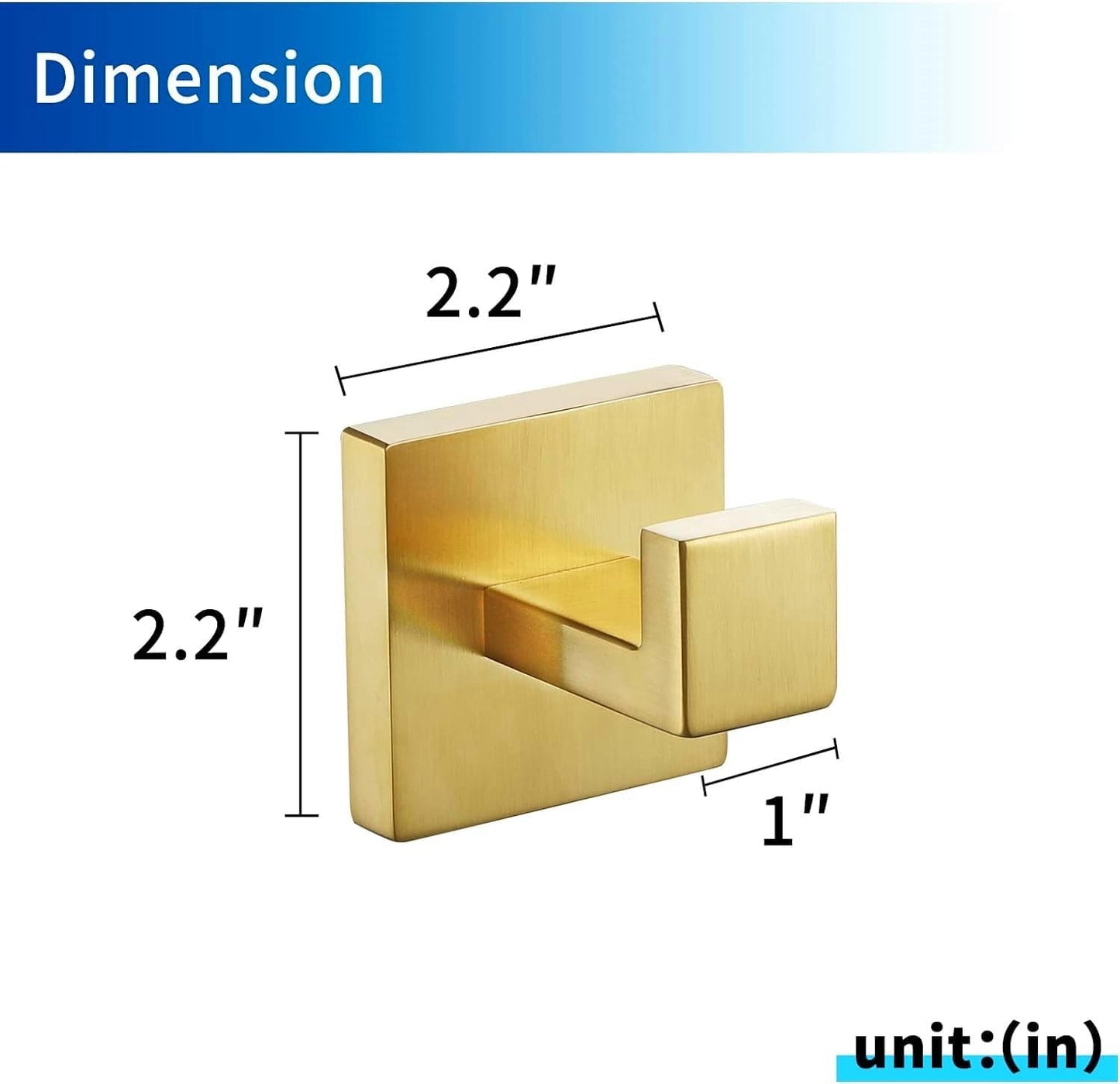 2-Pack Brushed Gold Bathroom Towel Hooks - Durable & Stylish Wall Mounted Hooks
