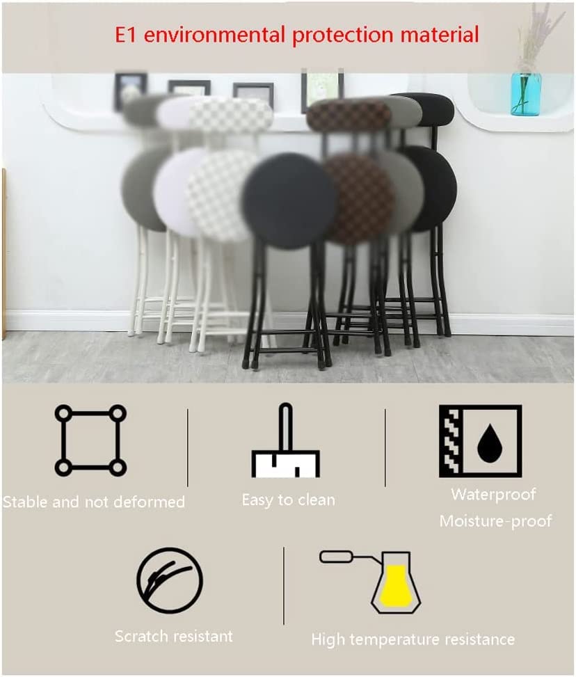 1-Piece Lightweight Folding Stool Chair with Backrest, Thick Rebound Sponge Cushion, Non-Slip Feet, Portable Dining Seat, 29.9 x 12 x 11.4 in