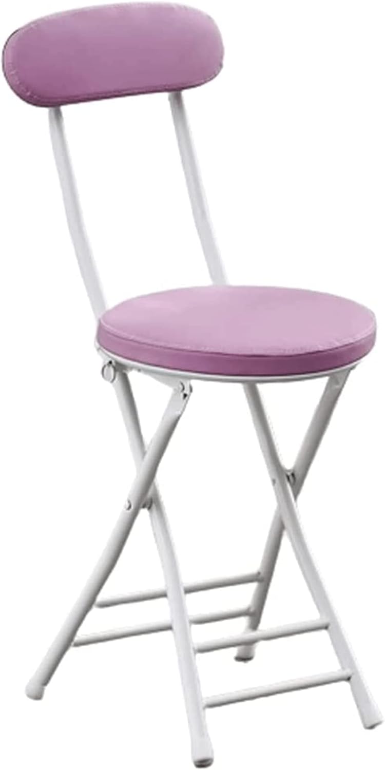 1-Piece Lightweight Folding Stool Chair with Backrest, Thick Rebound Sponge Cushion, Non-Slip Feet, Portable Dining Seat, 29.9 x 12 x 11.4 in