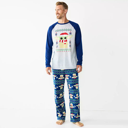 Star Wars The Mandalorian Grogu Themed Men's Pajama Set - Comfort Meets Style in Size L Jammies
