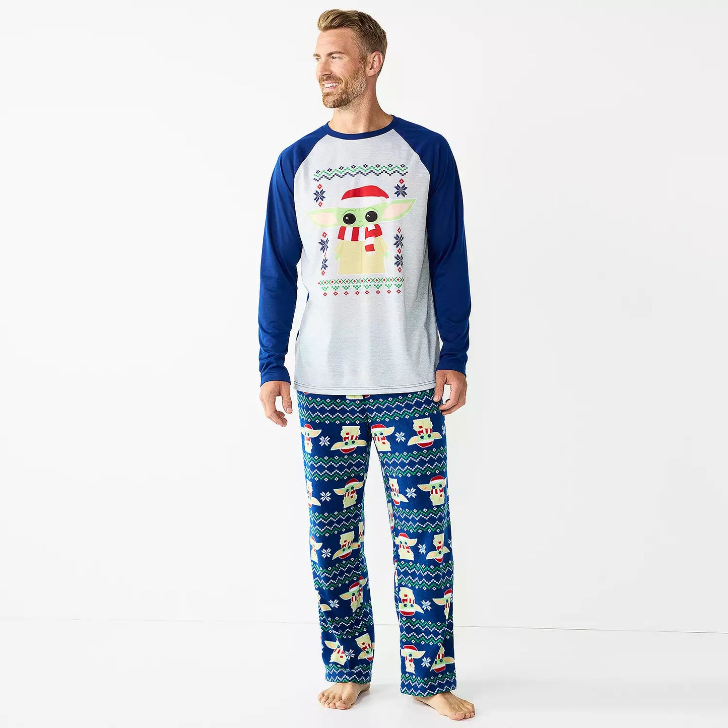 Star Wars The Mandalorian Grogu Themed Men's Pajama Set - Comfort Meets Style in Size L Jammies